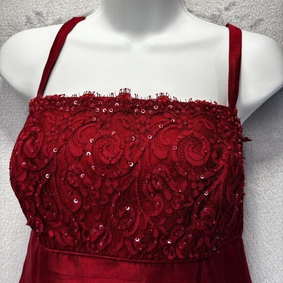 Talbots Silk Blend Beaded Dress Womens 10 Red Empire Waist Holiday Party - Picture 4 of 11